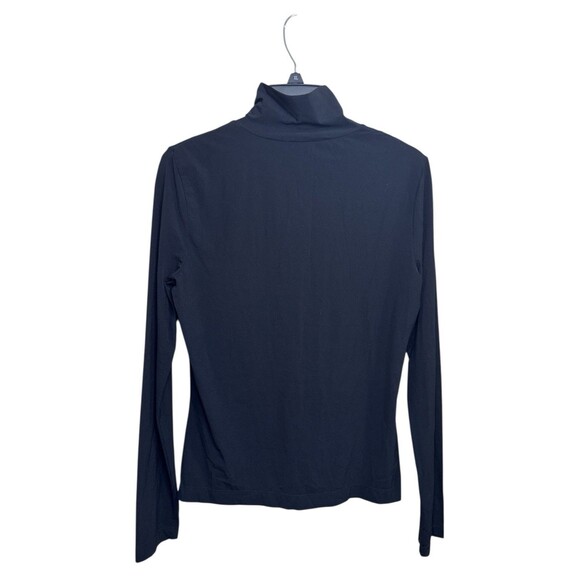 ST. JOHN CAVIAR Black Turtleneck Top M Nylon Spandex Stretch Knit - Picture 2 of 7